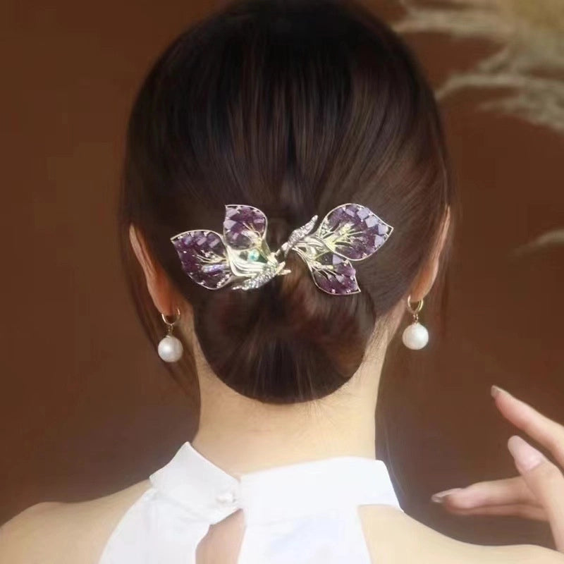 Women’s Minimalist Peacock Feather Flower Alloy Plating Inlay Rhinestones Hair Band