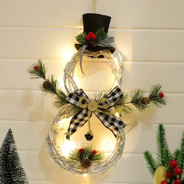 Handmade Christmas Snowman Garland Decorative Lights