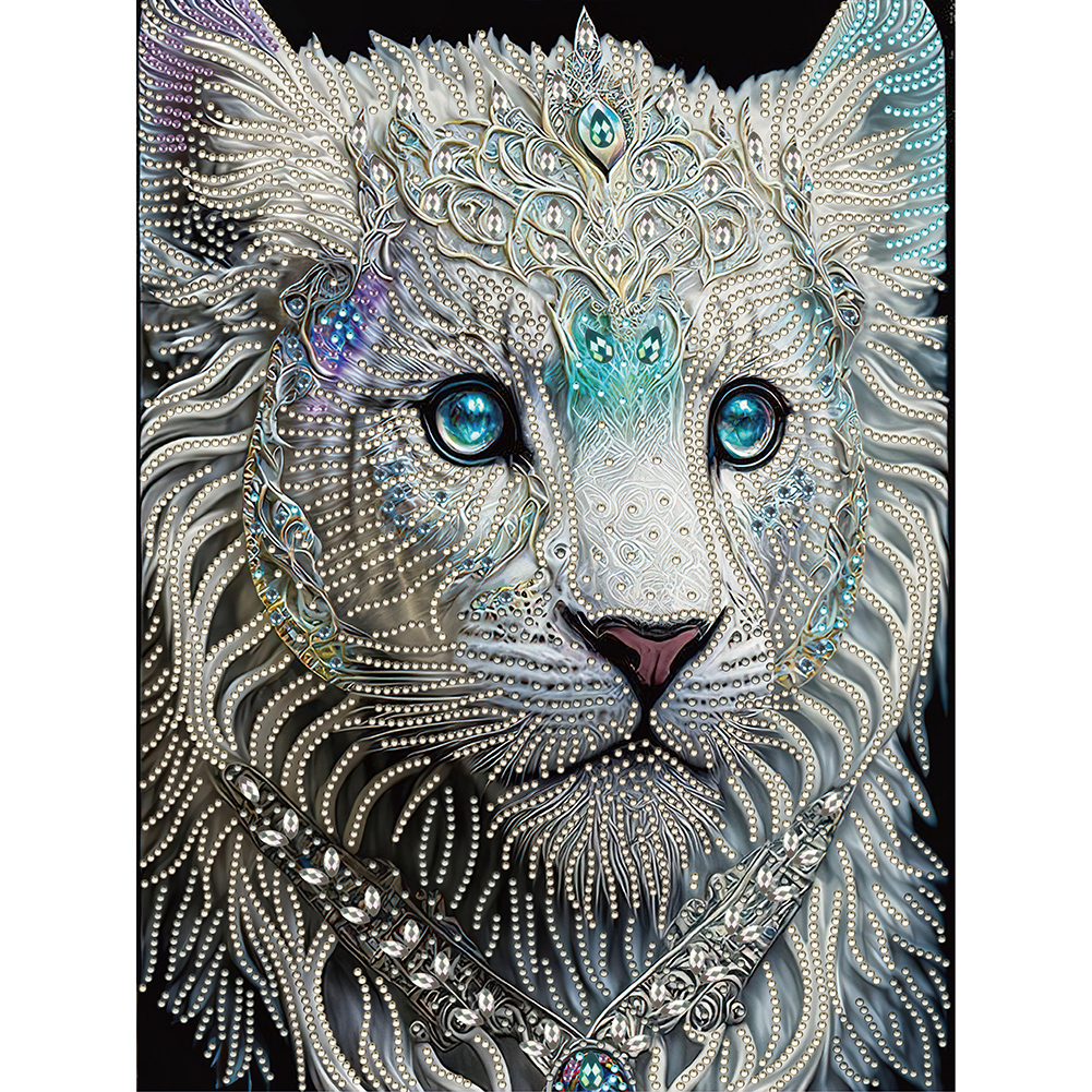 White Tiger 30*40CM(Canvas) Special Shaped Drill Diamond Painting gbfke