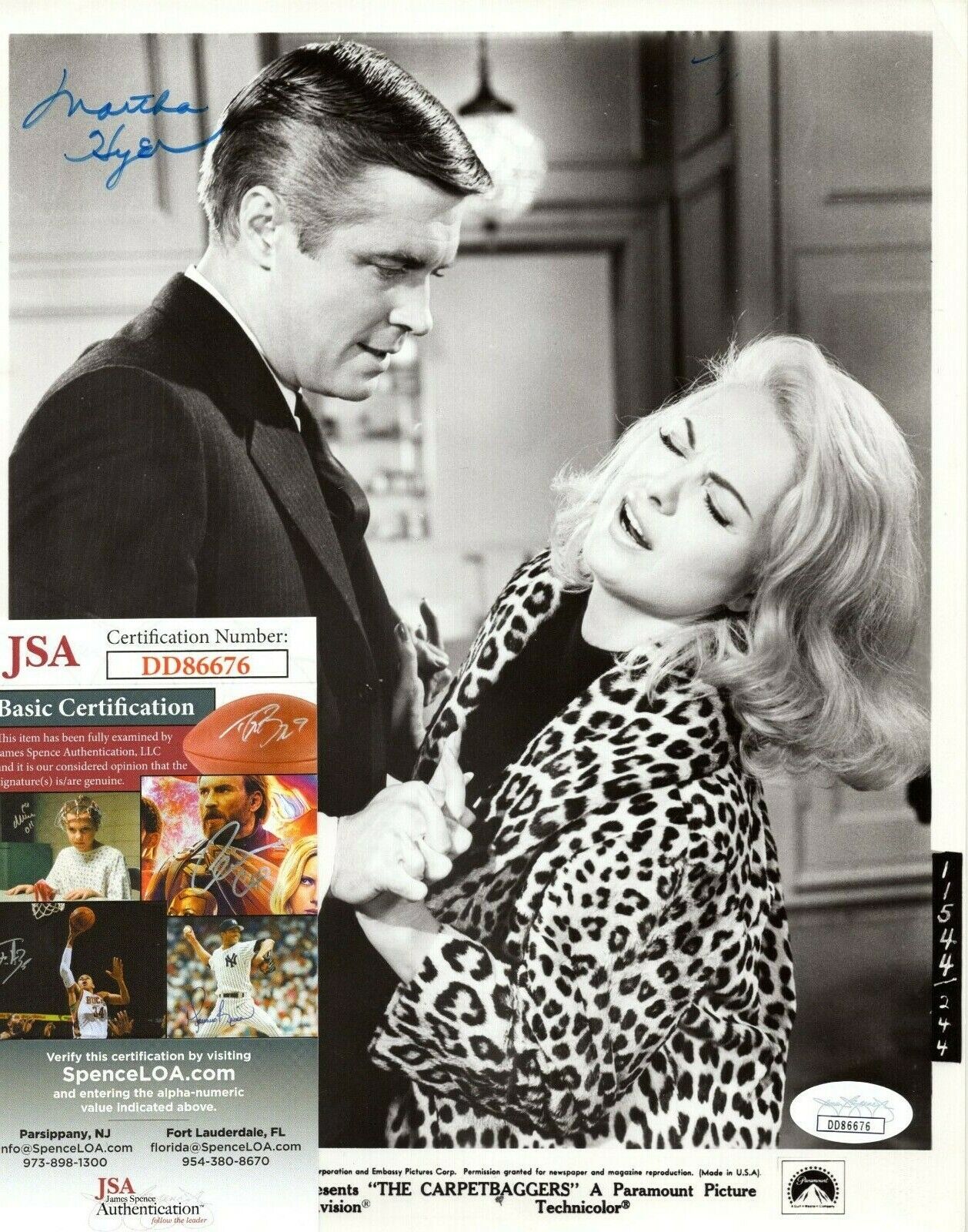 Martha Hyer The Carpetbaggers Actress Hand Signed Autograph 8x10 Photo Poster painting JSA COA