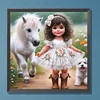 Diamond Painting-DIY Full Round Drill Girl and Pony Puppy