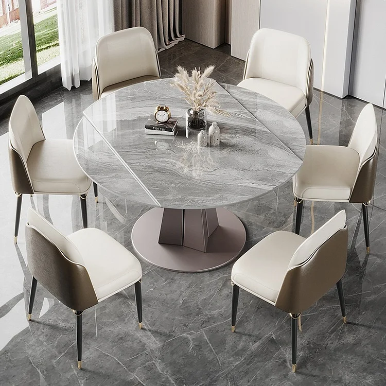 Homemys 35.43" to 59.05" Modern Dining Table Stone Dining Table Expandable Kitchen Table