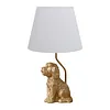 Dog Lamp with White Linen Shade Cute Room Decor White Dog Table Lamp 17.7inch for Living Room Unique Aesthetic Home Room Decor