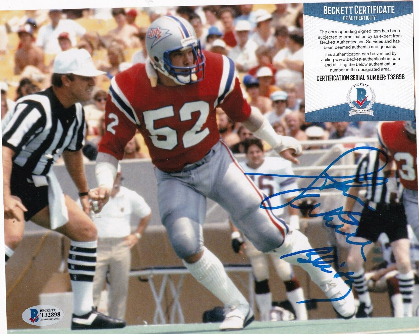 STAN WHITE CHICAGO BLITZ USFL BECKETT AUTHENTICATED ACTION SIGNED 8x10