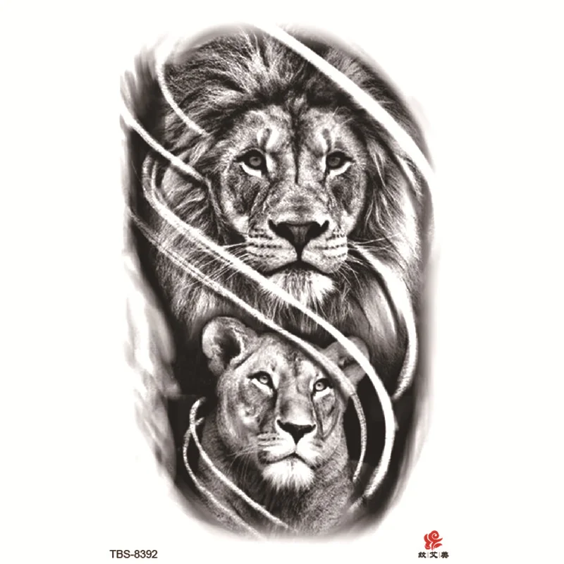 Sdrawing Temporary Tattoo Sticker Forest Lion Tiger Flash Tattoos Women Skeleton Skull Bodi Art Arm Fake Tatoo Men Body Woman