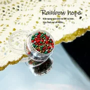 Guraa Red Nail Art Materials Mixed Colored Beads Nail Accessories With Bows Metal Patches Handmade Wearable Nail Materials