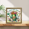 Watering Can DIY Special Shape Double sided Print Clear Diamond Art Kit Wooden Framed Diamond Painting Kit(22x22cm)