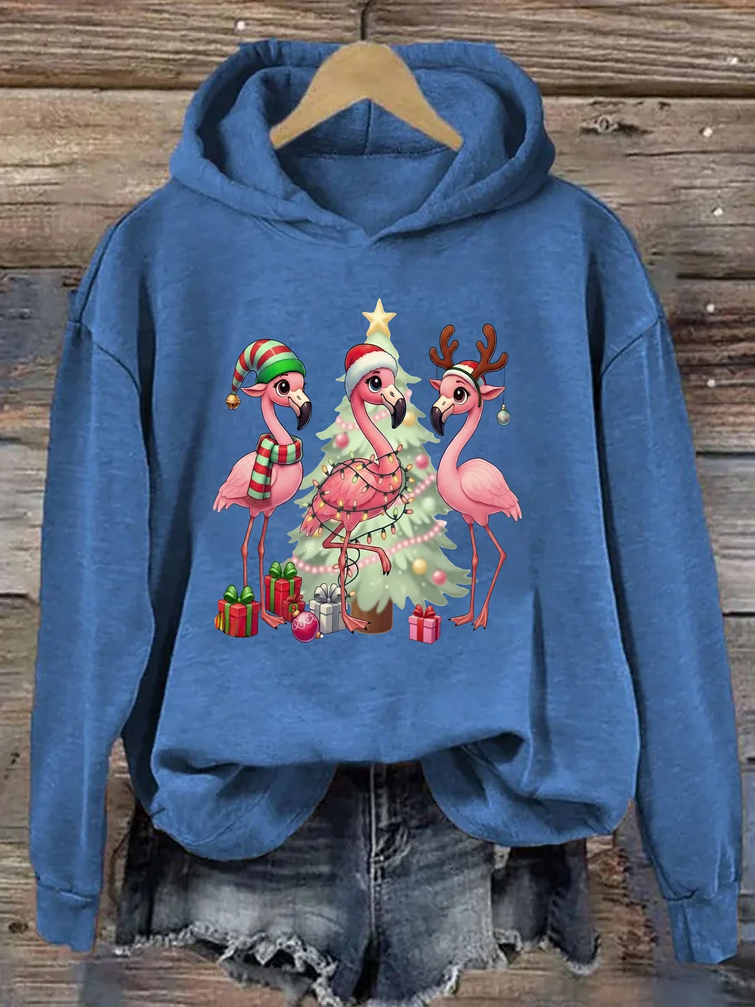 Pink Christmas Flamingo Hoodie