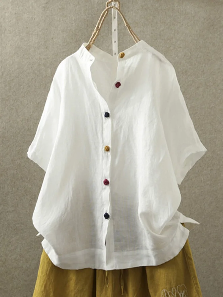 White Casual Plain Shirts & Tops