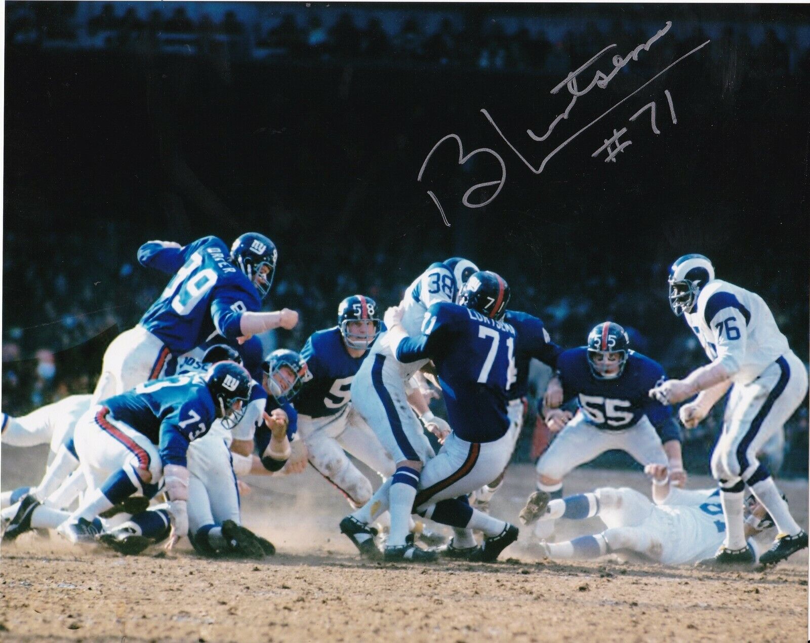 BOB LURTSEMA NEW YORK GIANTS ACTION SIGNED 8x10