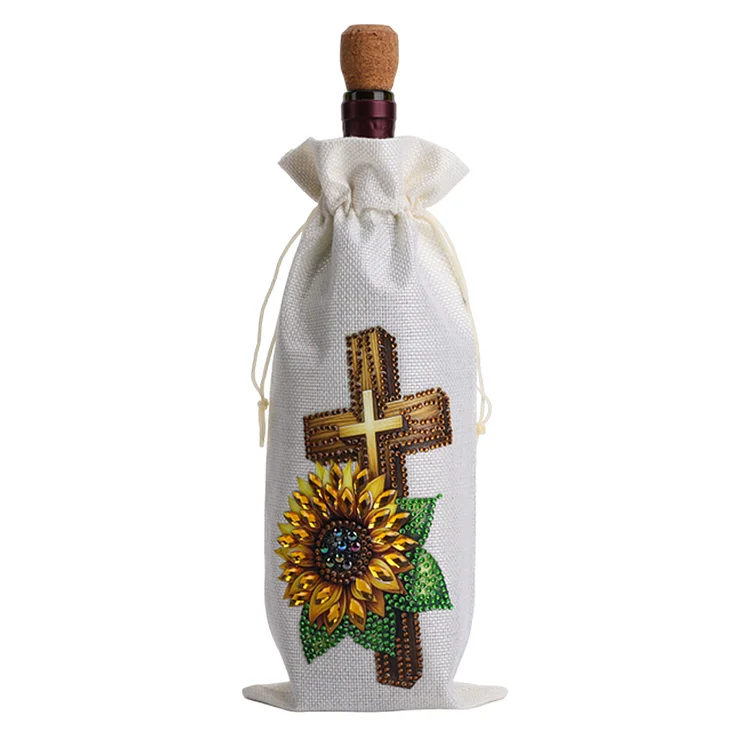 DIY Diamond Painting Wine Bags Diamond Art Liquor Bottle Covers(Sunflower Cross) gbfke
