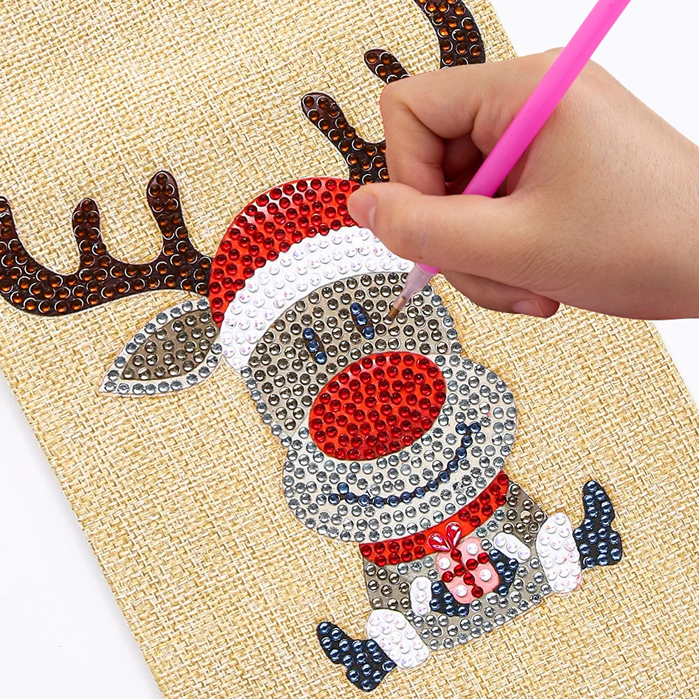 DIY Diamond Painting Xmas Wine Bottle Bag - Elk