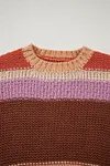 Women's Cropped Colorblock Drop Shoulder Chunky Knitted Sweater