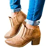 Women's Solid Round Toe Heeled Boots Shoes