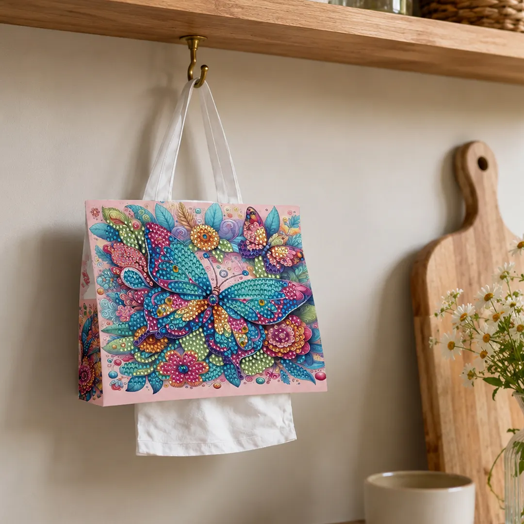Diamond Tissue Organizer Exquisite Craftsmanship for Bathroom Bedroom Decor (Garden Butterfly)