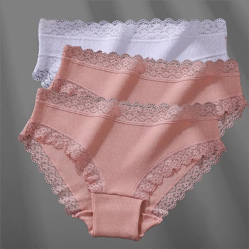 3PCS/Set Women's Cotton Panties Sexy Lace Lingerie Female Soft Underwear For Girls Ladies Underpants Floral Briefs Woman's panty