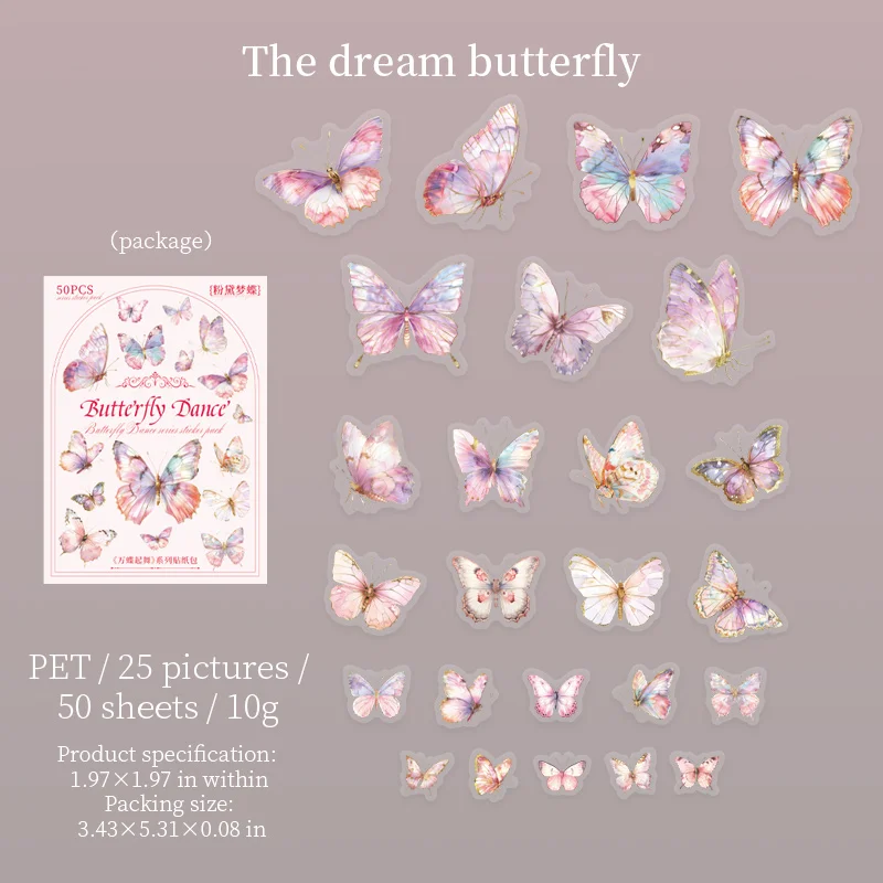 Journalsay Butterfly Dance Series Vintage Landscaping PET Sticker 