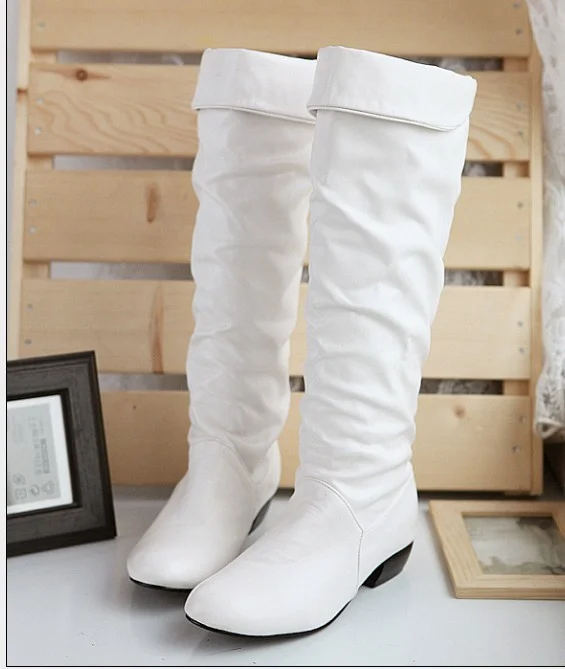 Qengg Popular Style Leisure Low-Heeled High-Heeled Boots Round Head Thick-Heeled Knight Boots Large Size Winter Women's Boots