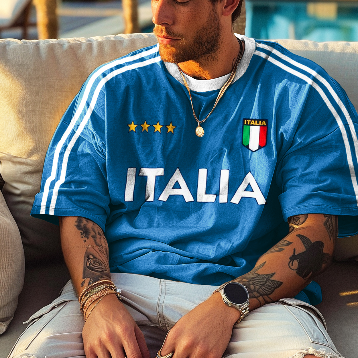 Unisex Retro Italian Football Oversized T-Shirt
