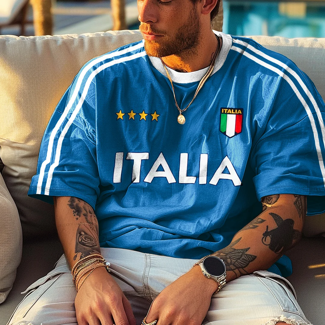 Unisex Retro Italian Football Oversized T-Shirt