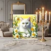 Framed Diamond Painting - Full Round Drill - White Cat (25x25cm)
