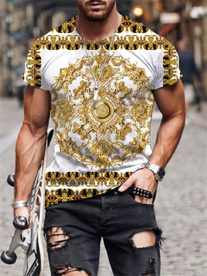 Men's 3D Digital Printed Vintage Short Sleeve T-Shirt | 168DEAL