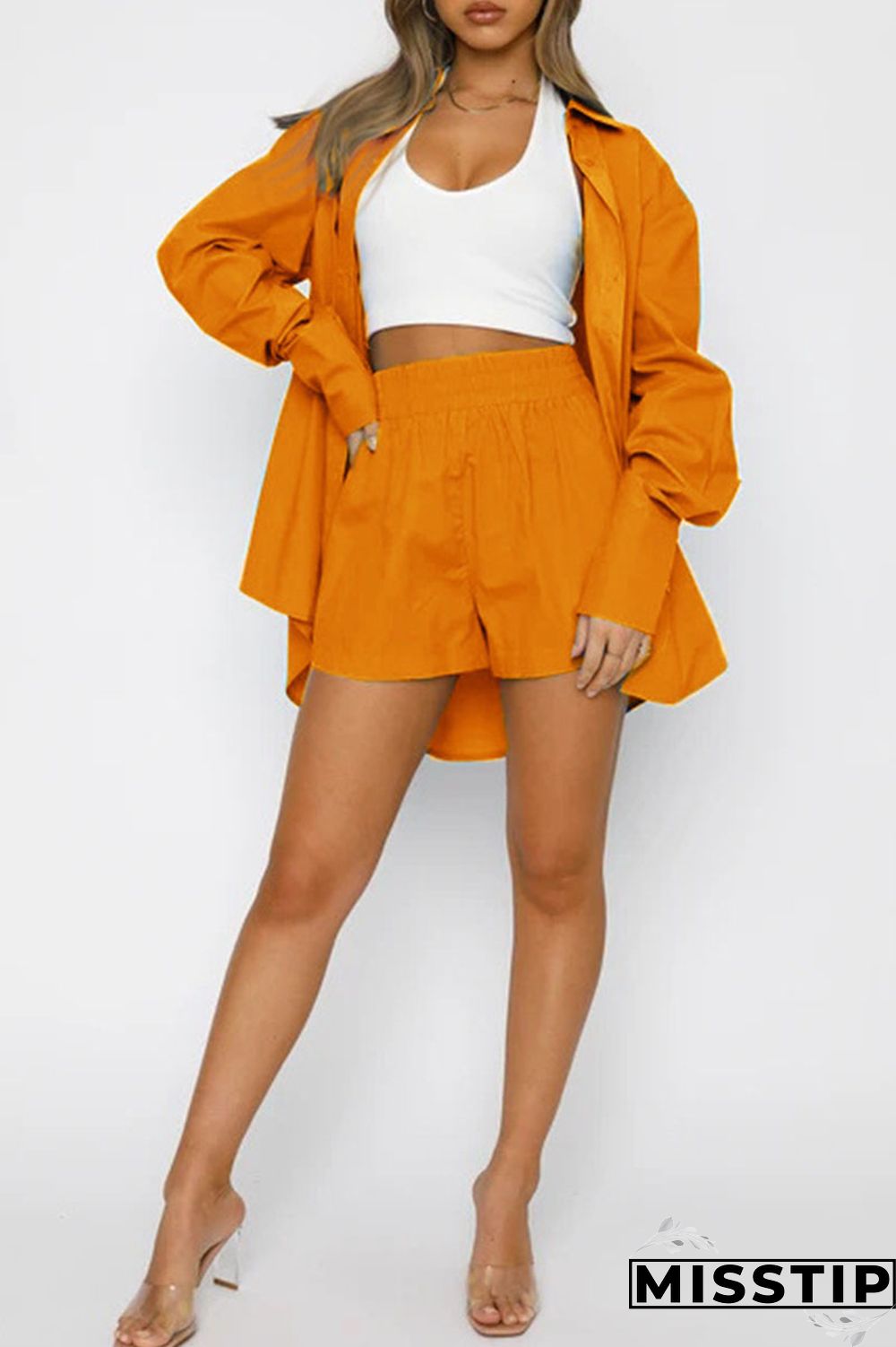 Green Casual Solid Patchwork Buckle Turndown Collar Long Sleeve Two Pieces