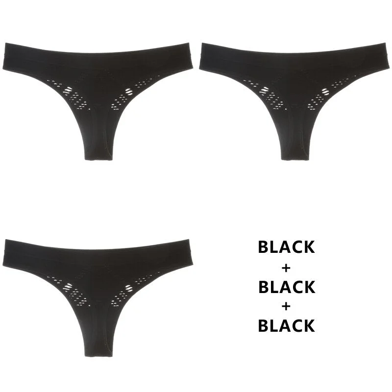 Meet'r 3Pcs/Lot Hollow Out Lingerie Europe Seamless Sexy Panties Women Temptation Underwear Mid-waist G String Drop Shipping