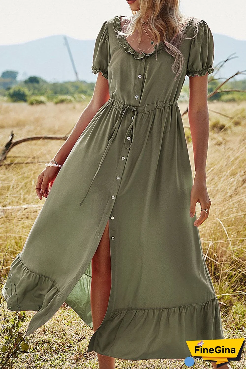 Fashion Casual Solid Split Joint O Neck A Line Dresses