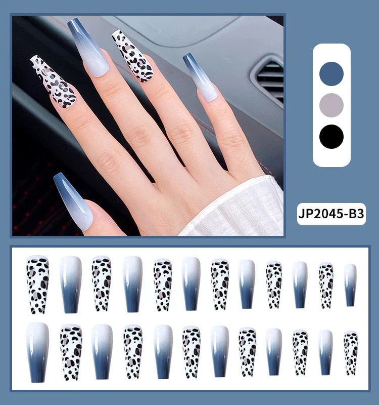 Fashion 24pc/set 10 Sizes Fake Nails Full Cover French False Nail Tips With Double-Sided Nail Adhesive Tab Press On Nails Art-Nail Inspo