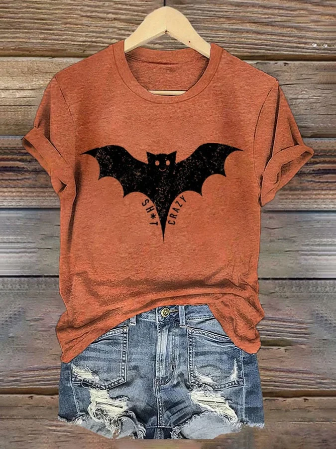 Women Sh*t Crazy Bat Print T-shirt