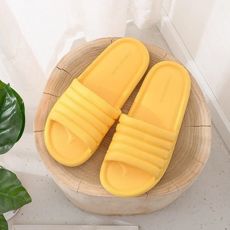 Women's Summer Slippers Unisex EVA Non-slip Bathroom Indoor Slippers Solid Color Flat Floor Slippers Soft Couples Home Shoes