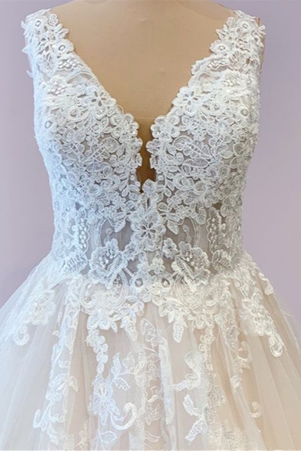 A-Line Floor Length Tulle Lace Flower Girl Dress CF0303