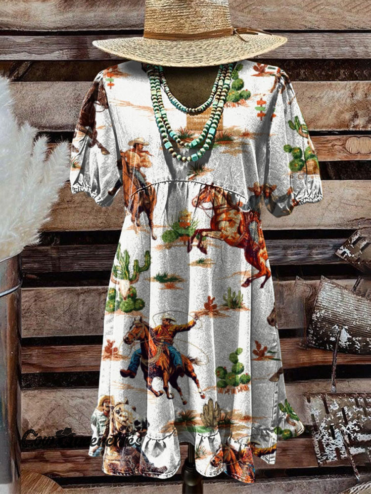 Women&rsquo;s Vintage Print Pocket Cotton Dress Multicolor / S