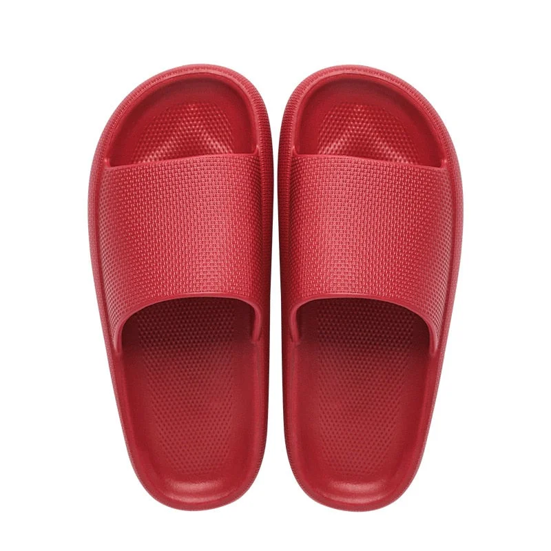 Spot Home Solid Color Thick-Soled Slippers Couple Fashion Non-Slip Bathroom Slides Street Trend Slippers Wholesale