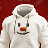3D Print Christmas Ugly Sweater Men's Snowman Face Cozy Plush Hoodie by Inlyline