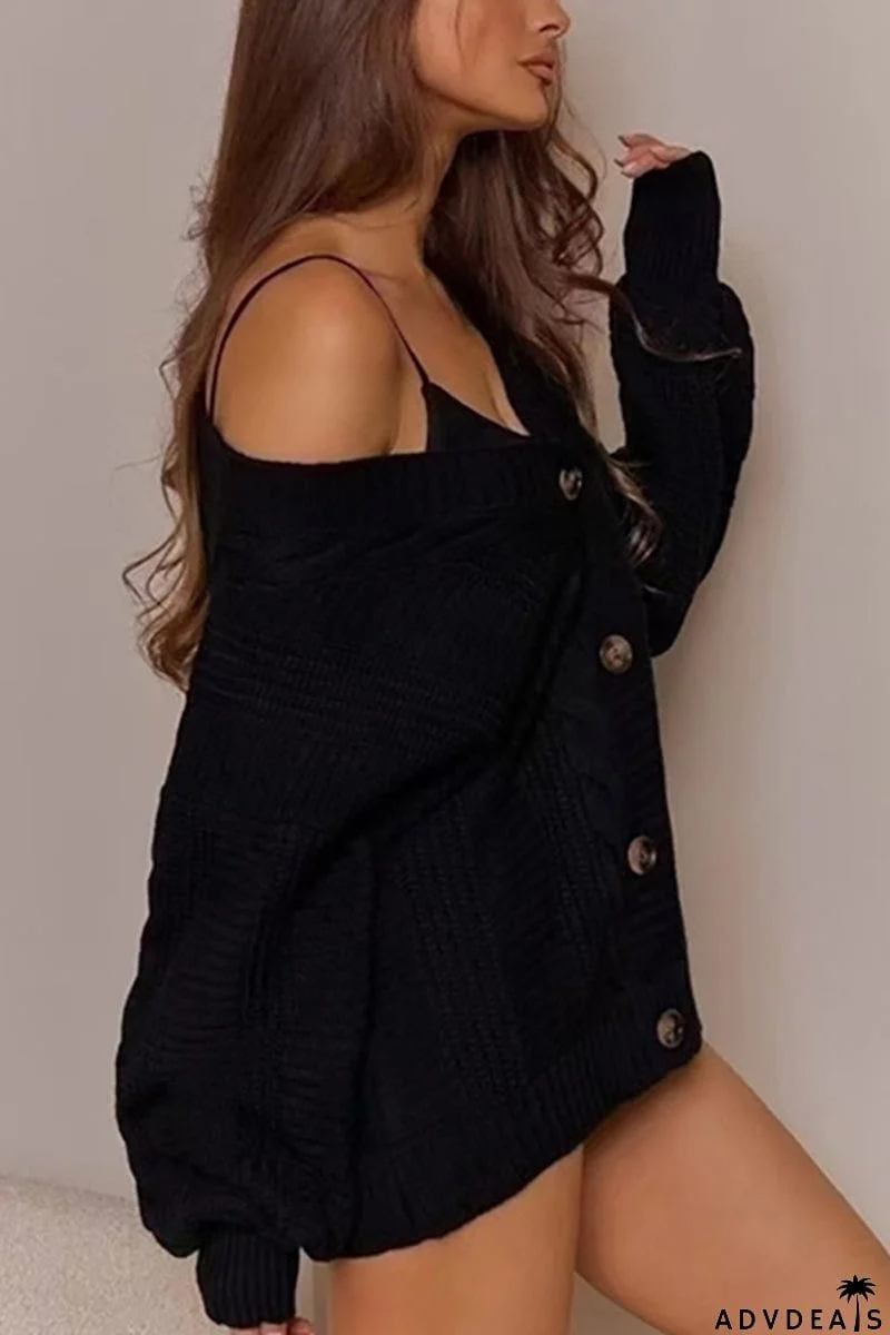 Button Front Cable Knit Cardigans