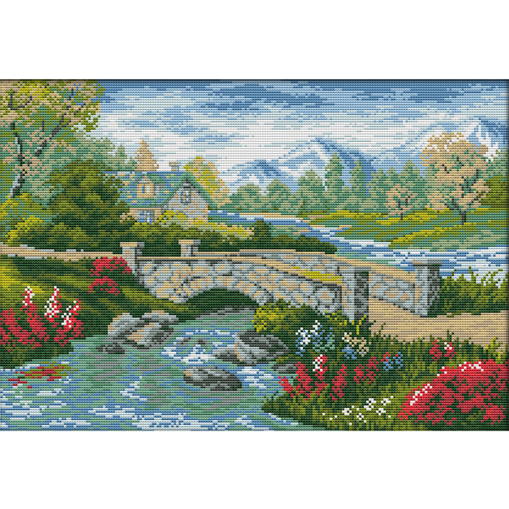 

Bridge - 14CT Stamped Cross Stitch - 46*34CM, 501 Original