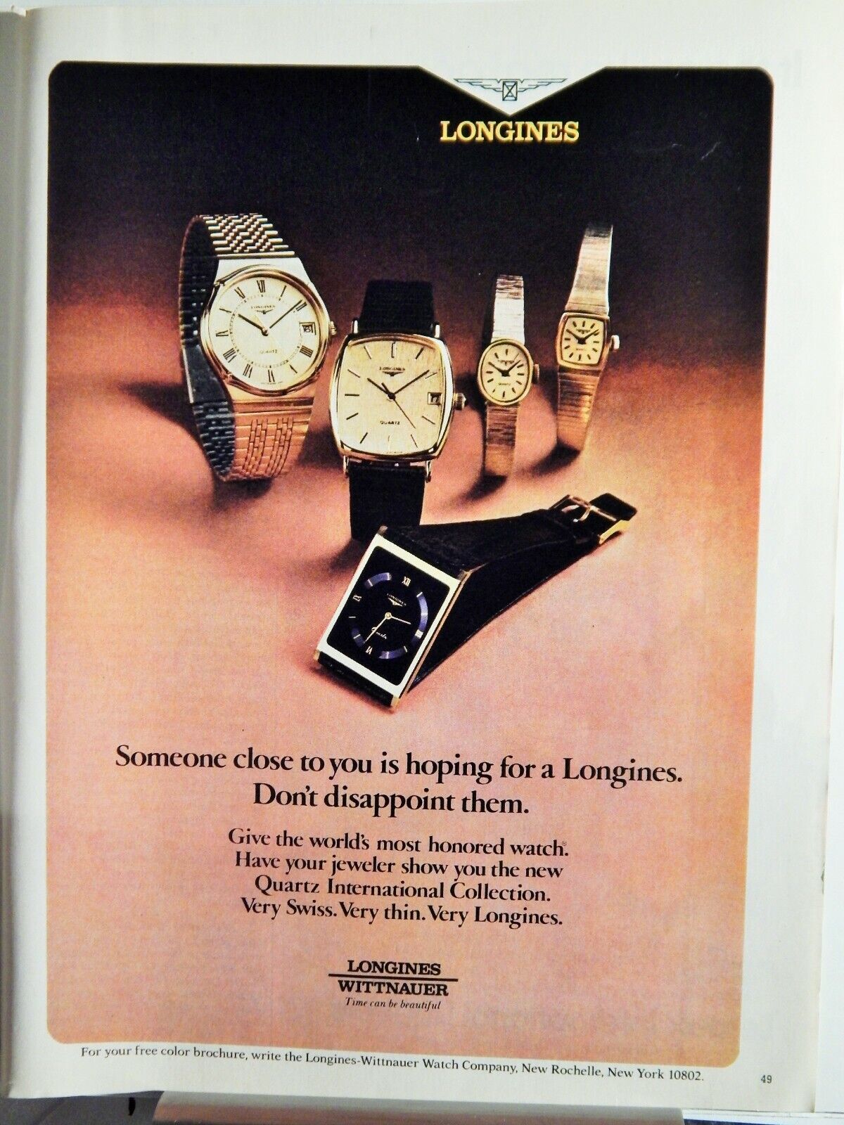 LONGINES QUARTZ WATCHES / LEROUX APRICOT BRANDY ORIGINAL VTG 1979 Photo Poster painting AD,