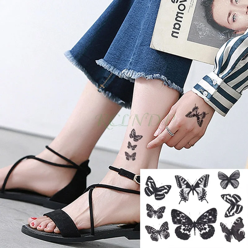Waterproof Temporary Tattoo Sticker Beautiful Butterfly Small Body Art Fake Tatto Flash Tatoo Wrist Foot Hand for Men Women 706
