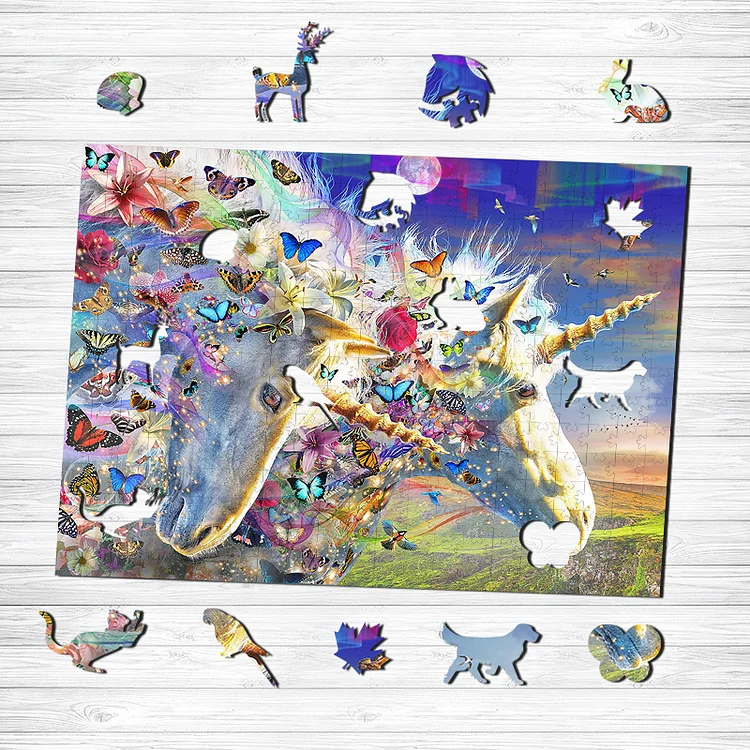 Ericpuzzle™ Ericpuzzle™Unicorns and Butterfly Friends Wooden Puzzle