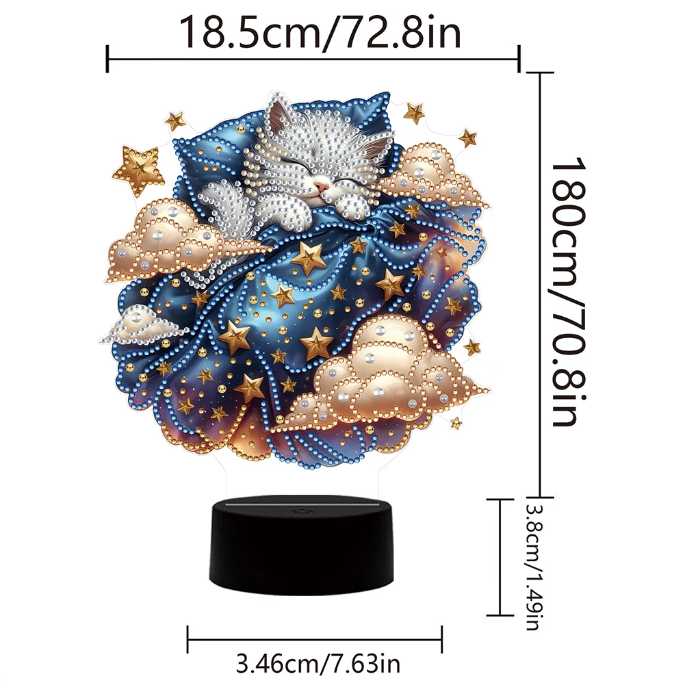5D DIY Cat Double Sided Diamond Painting Acrylic Night Light for Art Crafts