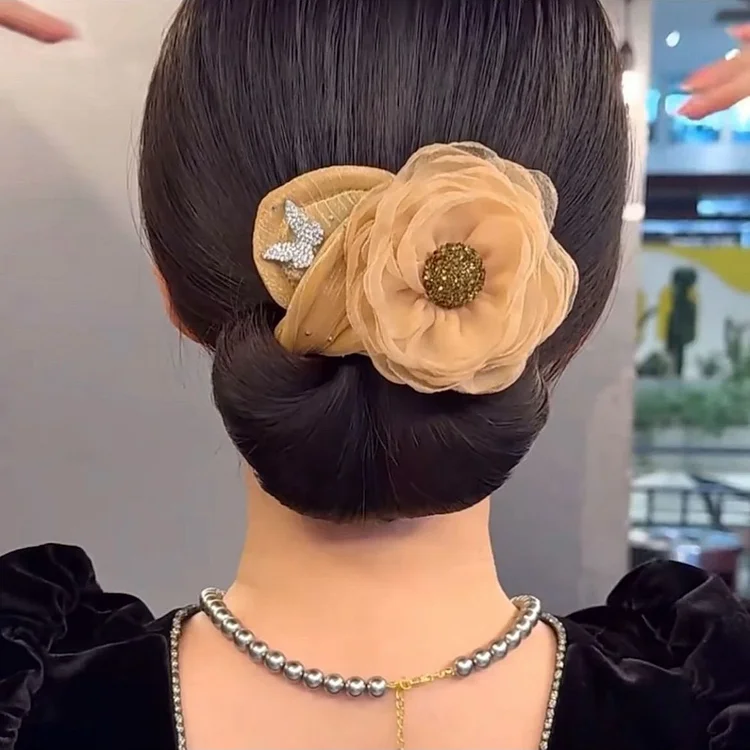 New Champagne Lace Flower Hair Disk KERENTILA