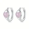 925 Silver Inlaid Heart-shaped Glass Hoop Earrings
