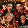 DIY Diamond Painting Christmas Glasses Frame No Lens 4pcs(Christmas happy)