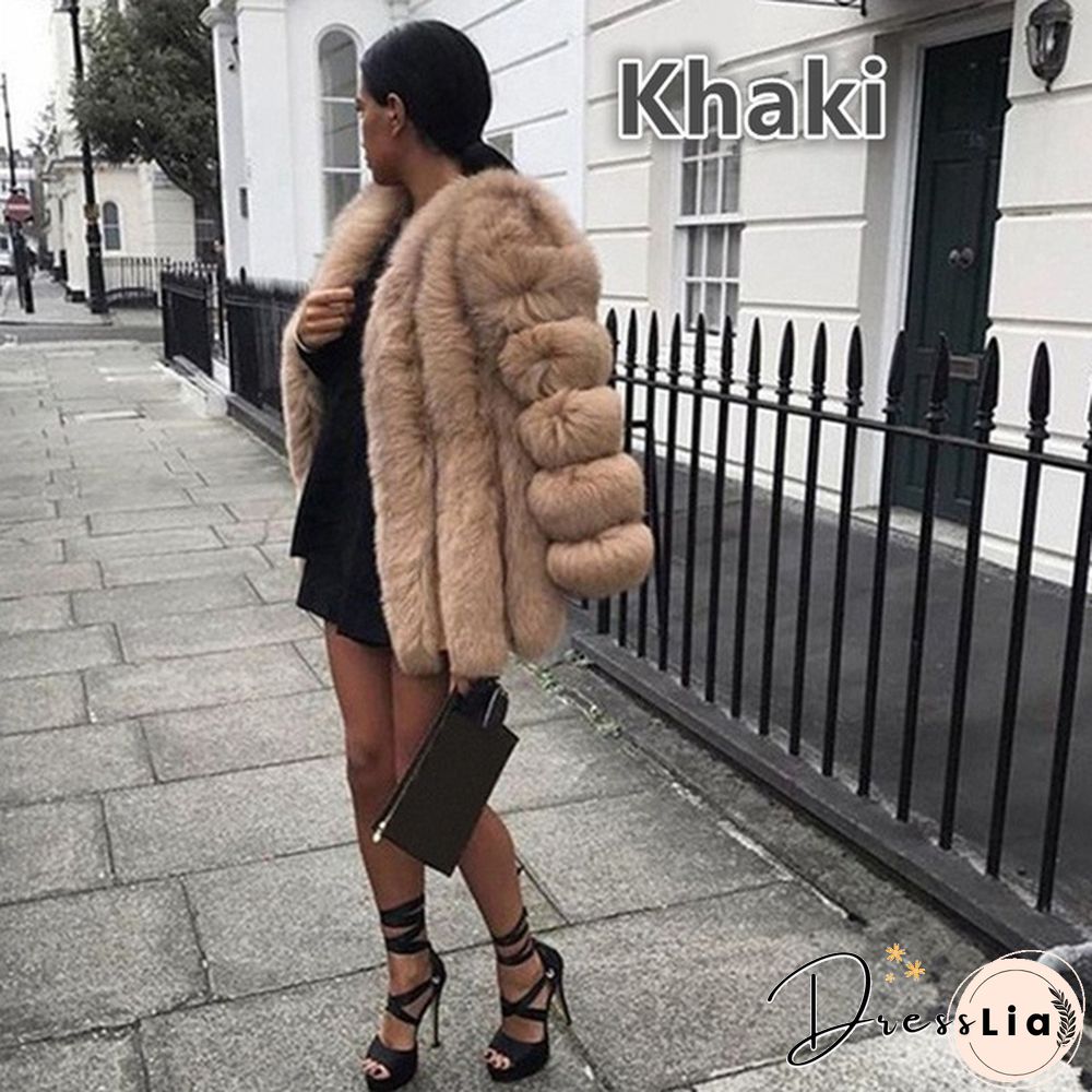 Women Winter Top Fashion Faux Fur Coat Elegant Thick Warm Outerwear Fake Fur Ladies Jacket Coat