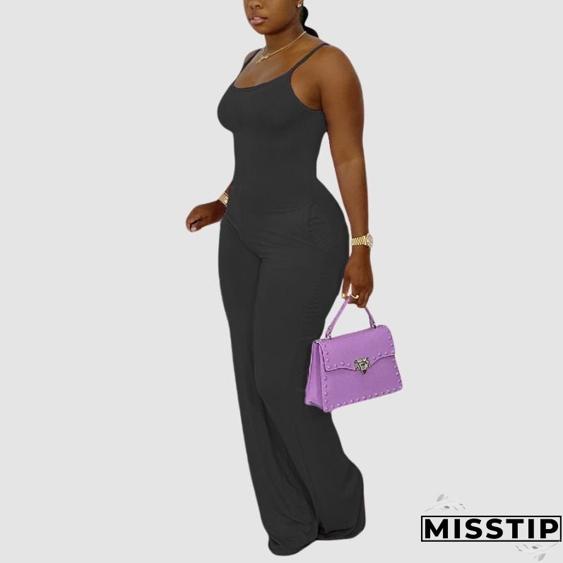 Solid Color Spaghetti Strap Jumpsuits
