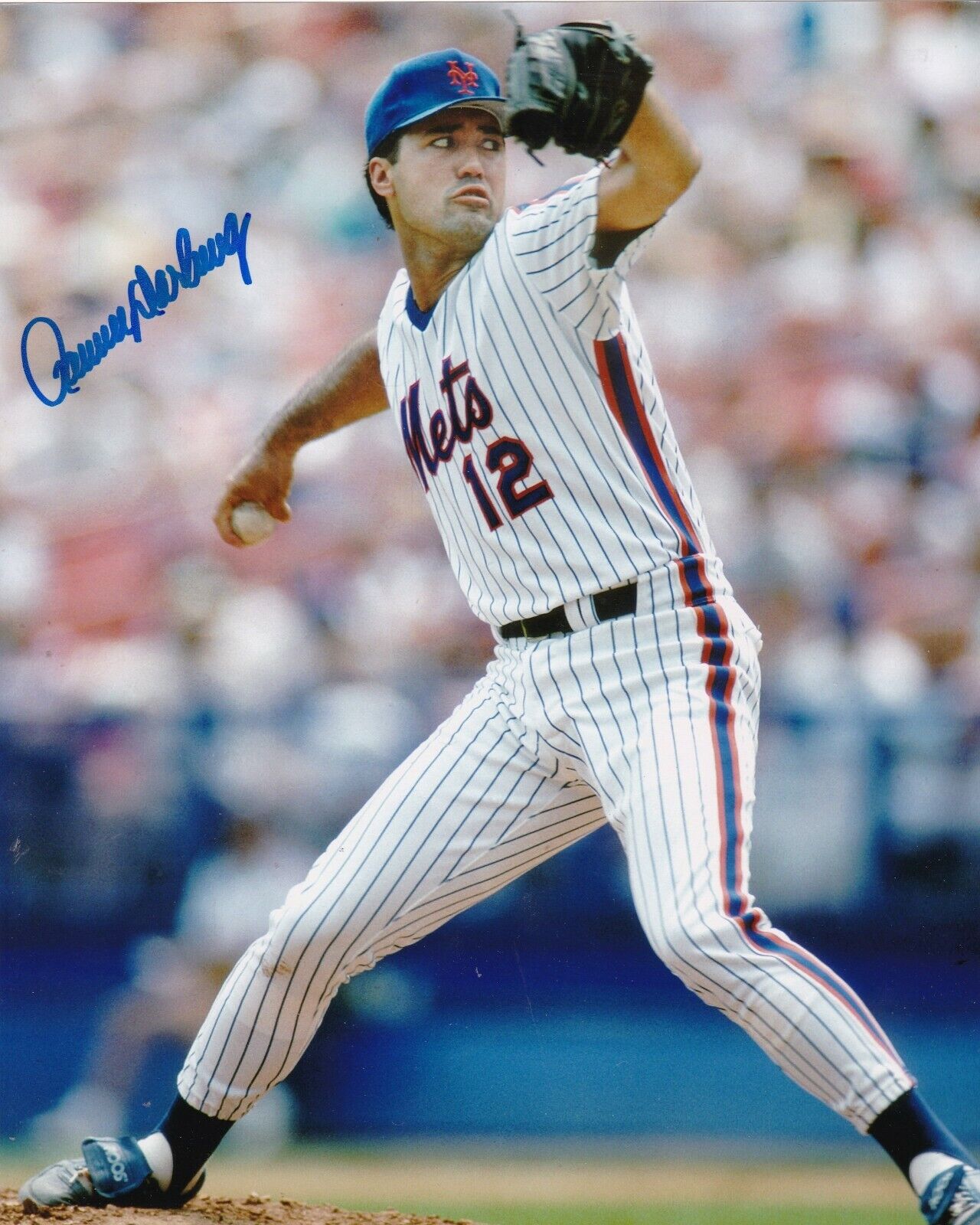 RON DARLING NEW YORK METS ACTION SIGNED 8x10