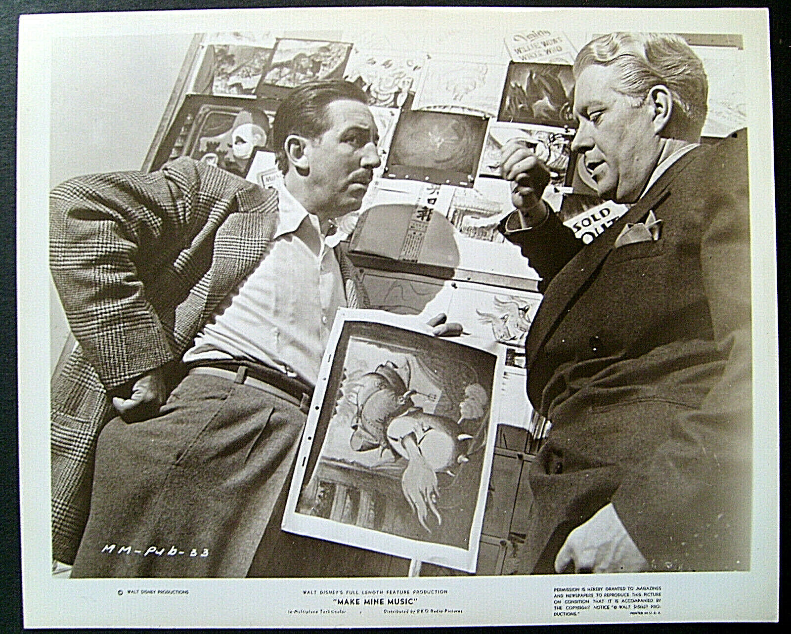 WALT DISNEY (MAKE MINE MUSIC) ORIG,VINTAGE RARE ON THE SET 1946 Photo Poster painting