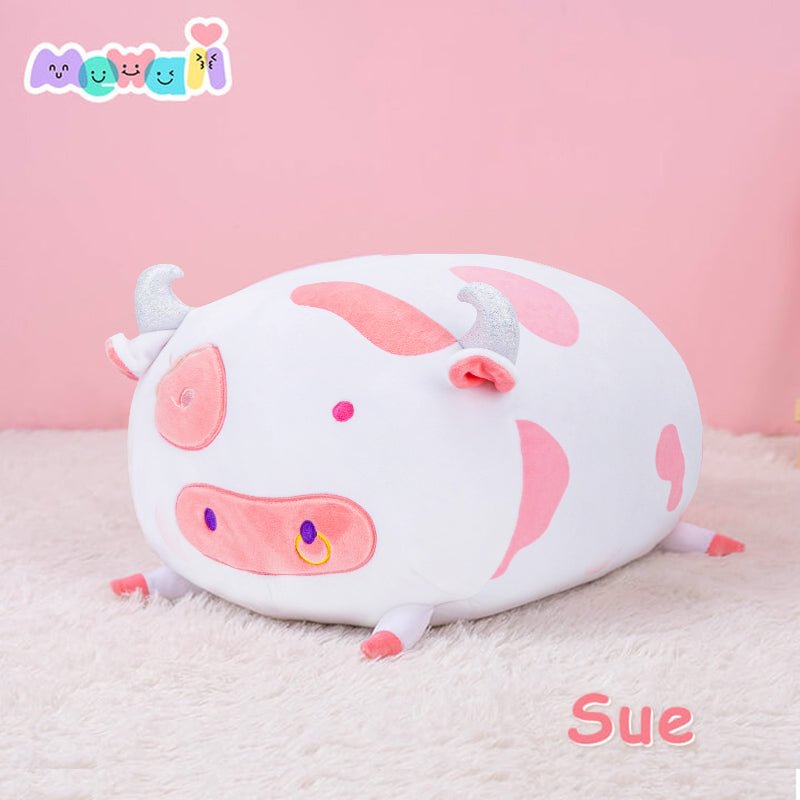 Mewaii® Fluffffy Family Strawberry Cow Stuffed Animal Kawaii Plush Pillow Squishy Toy